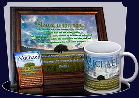 BM-TR13, Name Meaning Bookmark, Personalized with Bible Verse or Famous Quote,, personalized, lone tree integrity, michael