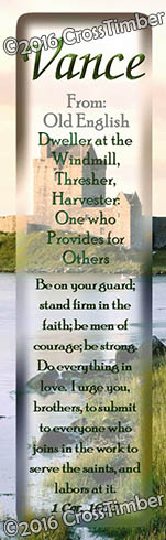 BM-SC34, Name Meaning Bookmark, Personalized with Bible Verse or Famous Quote,, personalized, vance castle lake moat