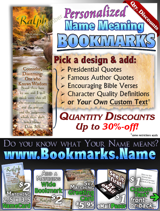 BM-SC46, Name Meaning Bookmark, Personalized with Bible Verse or Famous Quote, personalized, buck deer elk hunt hunter ralph