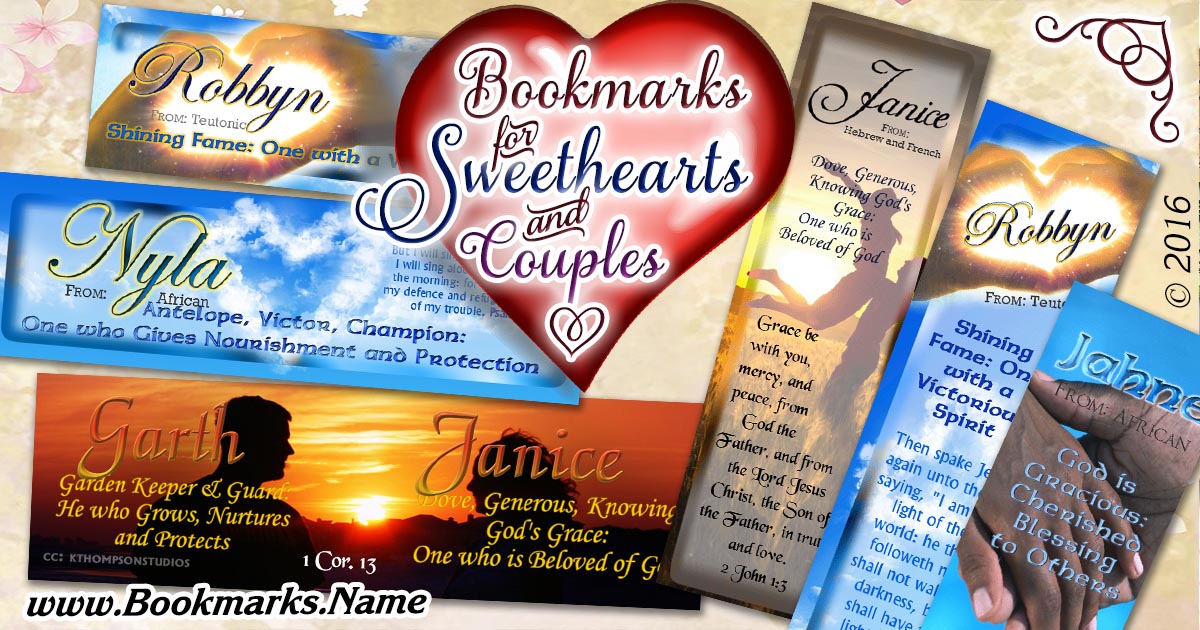 Personalized bookmarks for sweethearts, couples, valentines's day