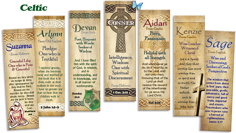 Celtic and Irish designs for personalized bookmarks