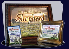 BM-AN03, Name Meaning Bookmark, Personalized with Bible Verse or Famous Quote, two lambs sheep Steven