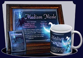 BM-CR09, Name Meaning Bookmark, Personalized with Bible Verse or Famous Quote,, personalized, madison white horse moon