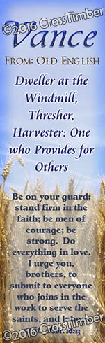 BM-GR01, Name Meaning Bookmark, Personalized with Bible Verse or Famous Quote,, personalized, Vance grain field harvest