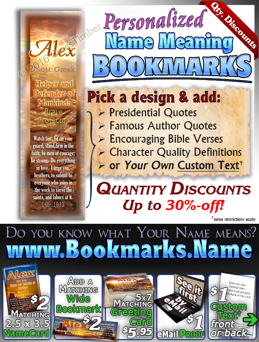BM-SC21, Name Meaning Bookmark, Personalized with Bible Verse or Famous Quote,, personalized, western alex, sunset