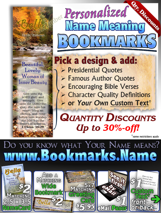 BM-SC39, Name Meaning Bookmark, Personalized with Bible Verse or Famous Quote,