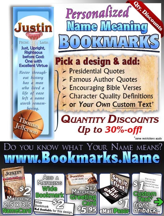 BM-SP04, Name Meaning Bookmark, Personalized with Bible Verse or Famous Quote,