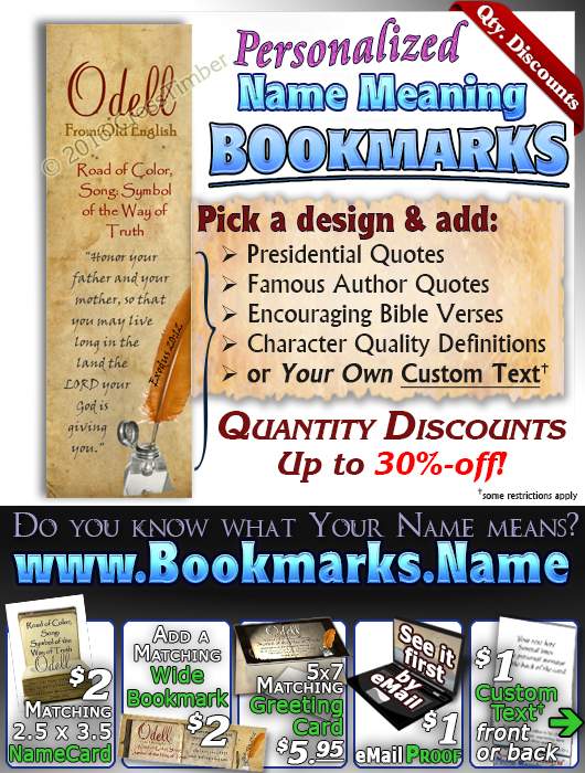 BM-SY45, Name Meaning Bookmark, Personalized with Bible Verse or Famous Quote,, personalized, old book odell journal