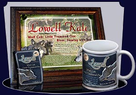 BM-AN54, Name Meaning Bookmark, Personalized with Bible Verse or Famous Quote, lowell wolf cub wolves moon night dark