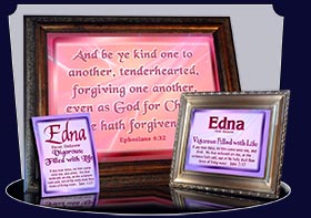 BM-SM06, Name Meaning Bookmark, Personalized with Bible Verse or Famous Quote,, personalized, baby name purple pink edna simple basic