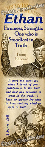 BM-CA03, Name Meaning Bookmark, Personalized with Bible Verse or Famous Quote, ethan boy scouts stamp collecting