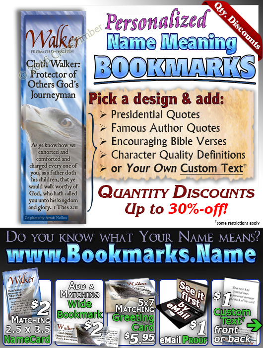 BM-AN47, Name Meaning Bookmark, Personalized with Bible Verse or Famous Quote, eagle hawk bird walker