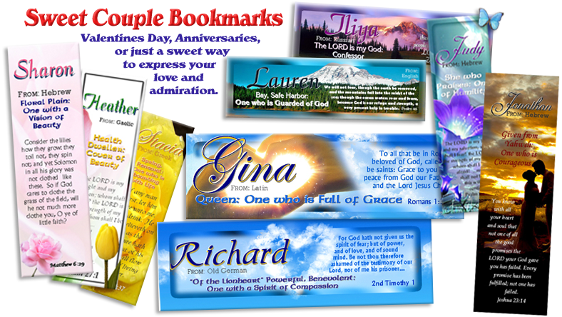 Personalized Bookmarks for Couples and sweethearts for valentines day